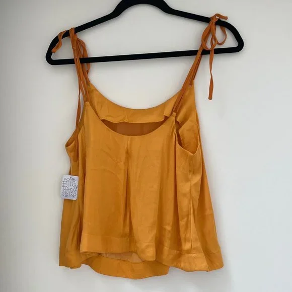 Free People Yellow Gold Silky Top - Picture 3 of 3